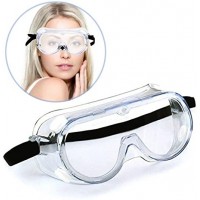 Safety Goggles with Anti-Fog Coating, Indirect Vent, Clear Body/Lens Glasses for Eye Protection, Black Adjustable Strap